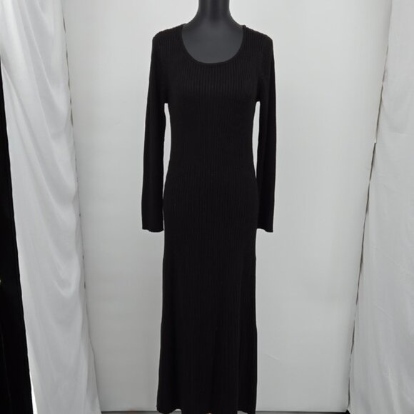 Ellen Tracy Elegant Black Long Sleeve Sweater Knit Dress Size Large - Picture 1 of 10